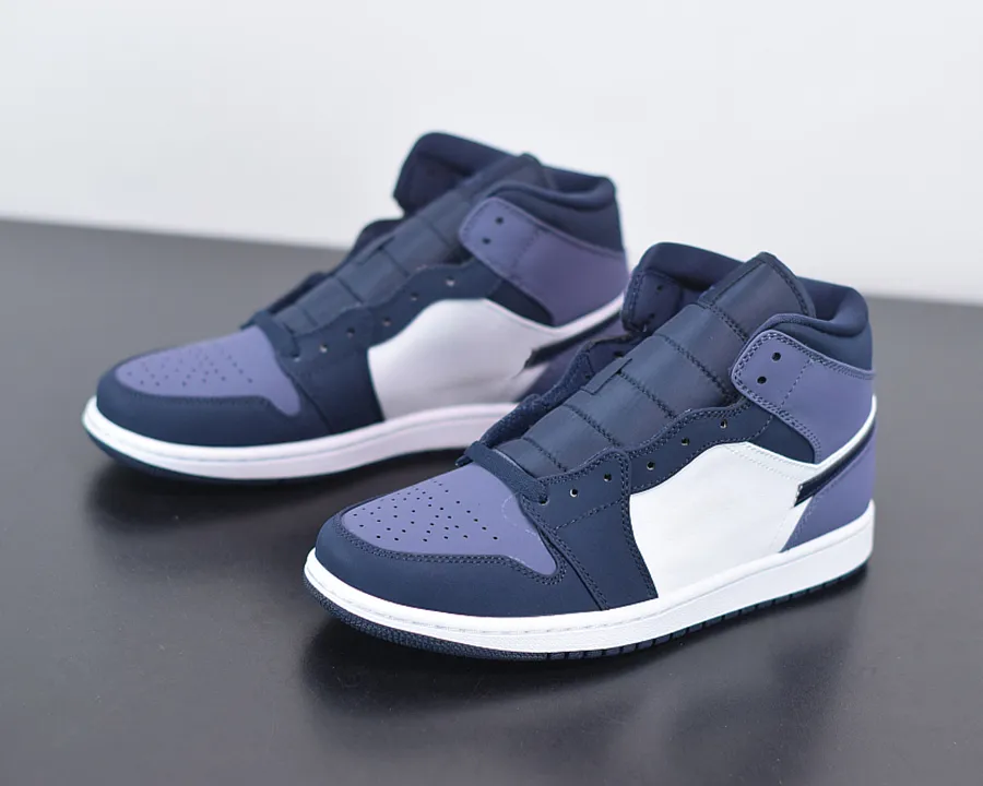 

2023 Jumpman 1 Mid Sanded Purple Boots 1s Basketball Shoes Sports Outdoor Sneakers Whit Box, White blue