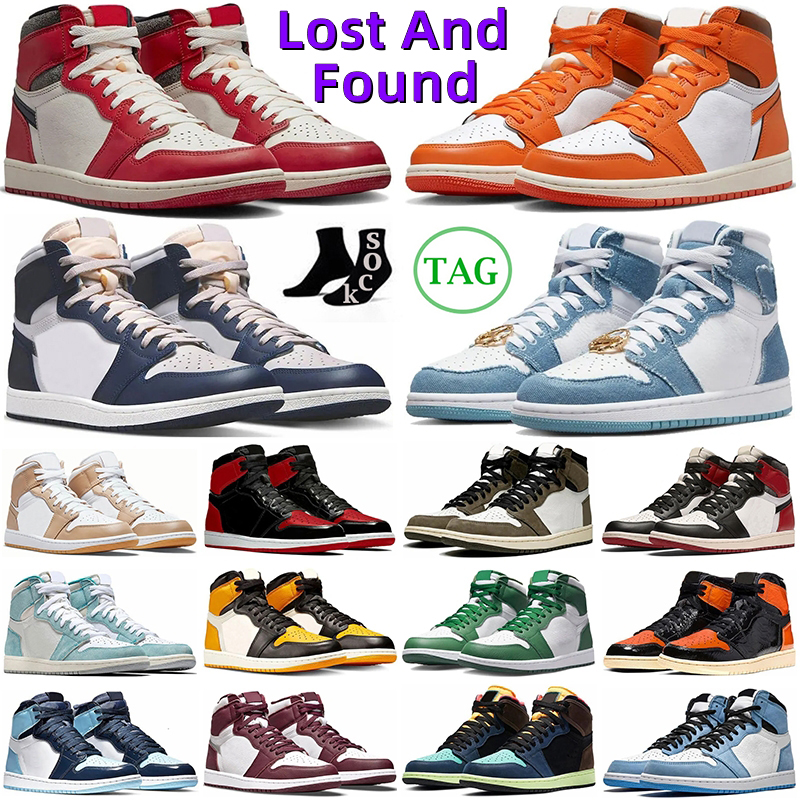 

Lost And Found 1 OG Basketball Shoes 1s Starfish Denim Bred Patent Tan Gum Georgetown Gorge Green Fragment Midnight Navy Chicago UNC Mens women Sneakers Trainers, 36