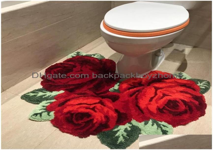 

Carpets 3D Red Rose Carpet For Bathroom Rug Bethroom Livingroom Pink Flower Rugs Bath Mats Antislip T200111 Drop Delivery Home Gar5204089