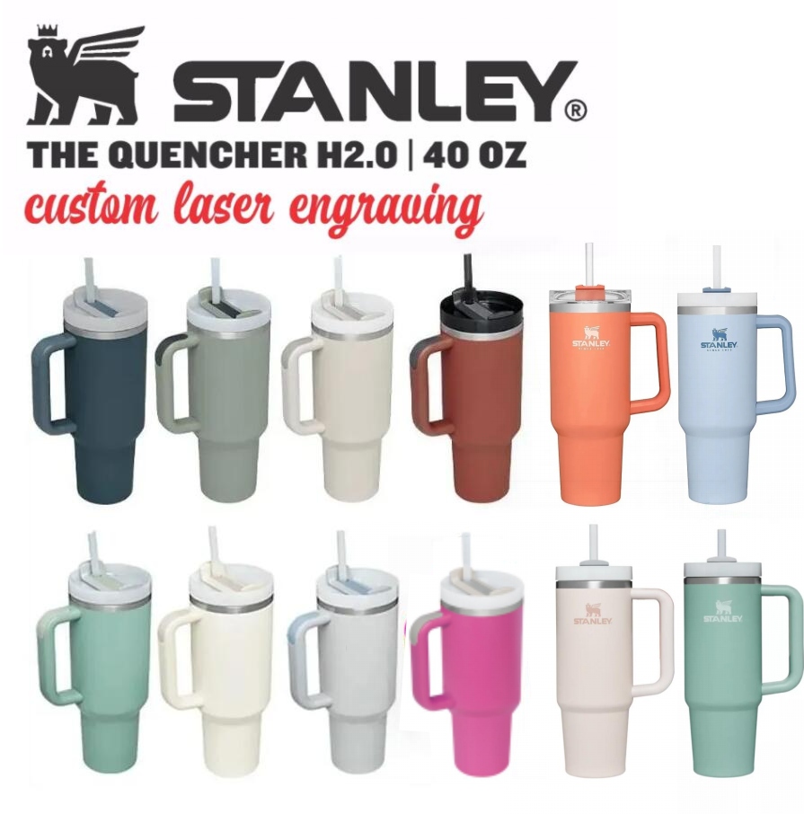 

With LOGO stenley H2.0 PLUS 40oz Mugs stainless steel handle lid straw big capacity beer mug water bottle powder coating cup vacuum insulated drinking GJ0322, Multi-color