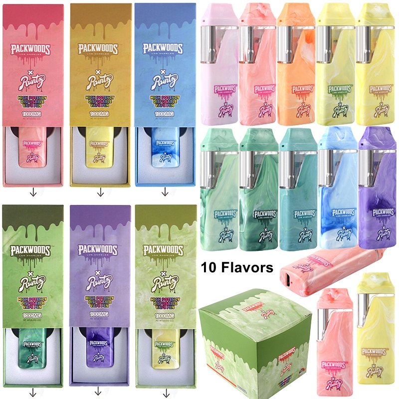 

New Packwoods X Runtz Runty Disposable Vape Pens 1 Gram 1ml 2ml Empty Carts E Cigarettes Disposables Rechargeable 380mAh Battery Thick Oil Starter Kits 10 Flavors