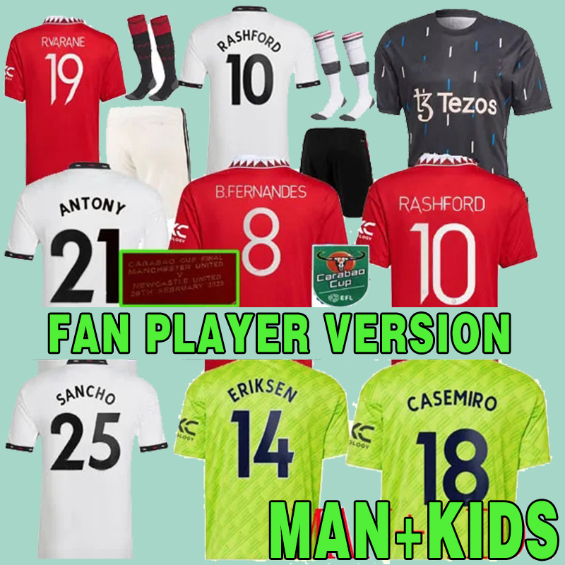 

Soccer Jerseys SANCHO soccer jerseys carabao cup final MANS championsFERNANDES RASHFORD football shirt 2023 pre match kids kit Weghorst ERIKSEN CASEMIRO ANTONY, Arabao cup final version
