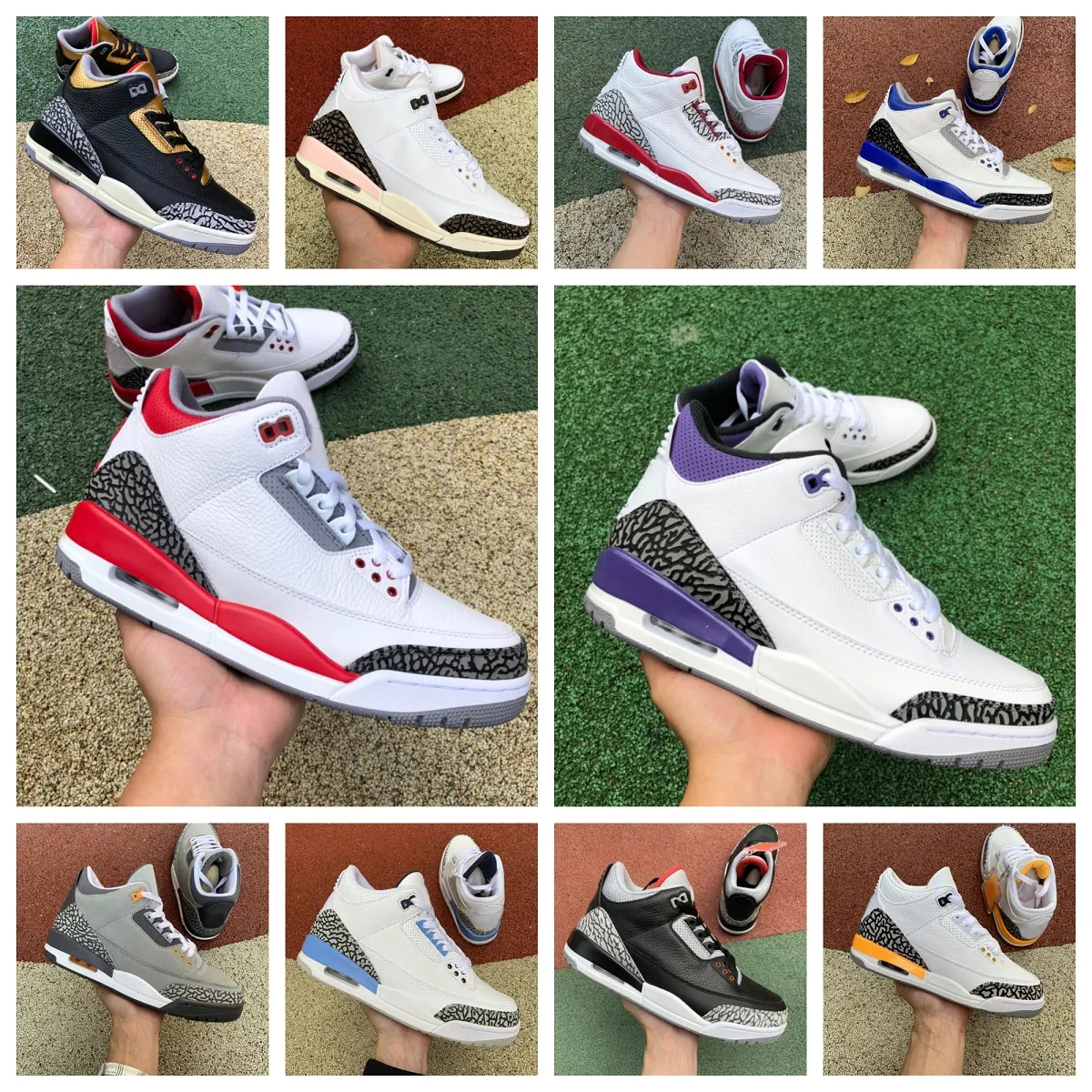 

Jumpman 3 3s Mens Basketball Shoes Retro fire Red Neapolitan Dark Iris Mocha Muslin Kumquat Cardinal Red Black Cement Racer Blue Fragment UNC Pine Green Men Sneakers