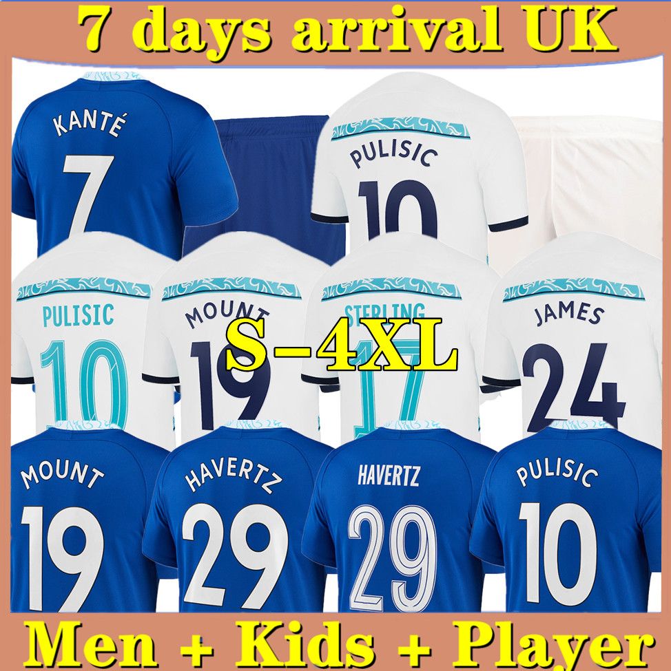 

S-4XL CFC Soccer Jersey Player Version PULISIC MOUNT HAVERTZ ZIYECH 2022 2023 football shirt men kids set WERNER HUDSON KANTE uniform set T. SILVA1501, 22/23 third+epl