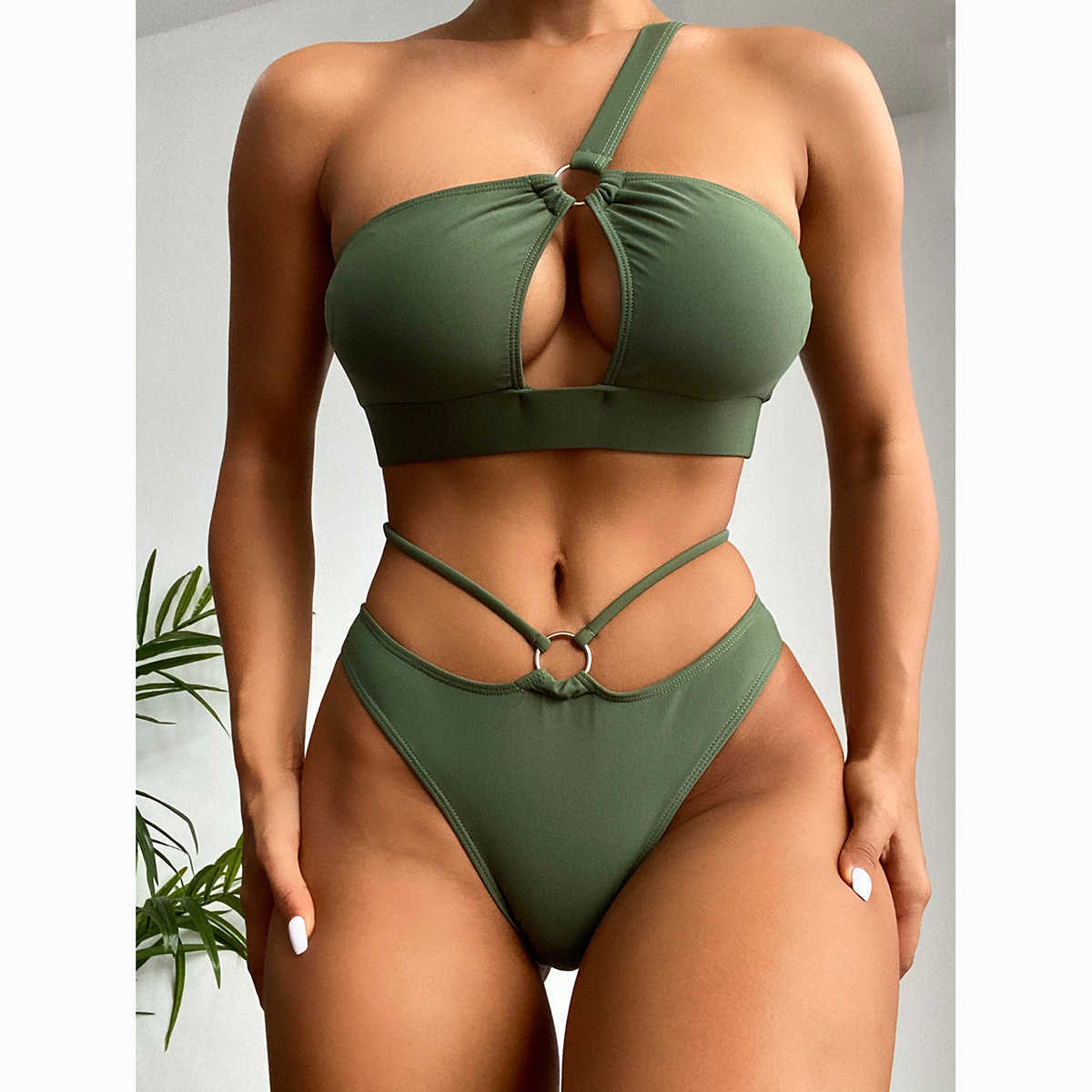 

Sexy Bikini 2023 One Shoulder Women Swimsuit Brazilian Thong Bikini Set Push Up Swimwear For Women Bathing Suit Swim Beachwear
