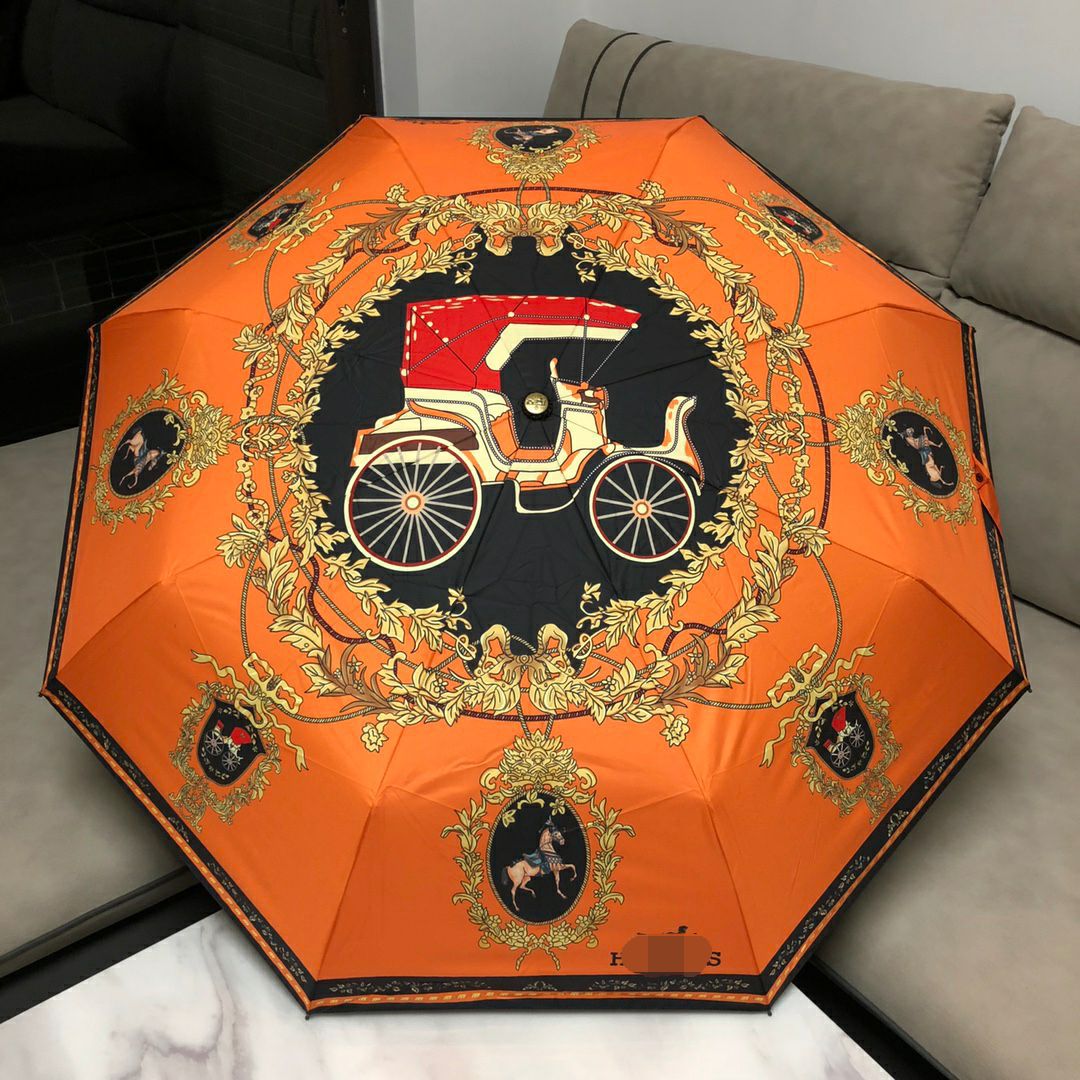 Fashion Brand Umbrellas New Automatic Umbrella Two-wheeled Carriage Vinyl Sunscreen UV Protection Sunshade Folding Automatic Open and Close Umbre-image-846174322