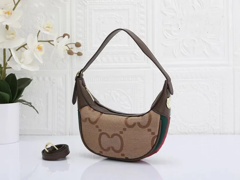

Cruise Denim Ophidia Moon bag Womens Saddle Leather Circle Belt Chain Shoulder Designers Luxury Canvas Handbags Totes Lady CrossBody Bags, Double g 4#