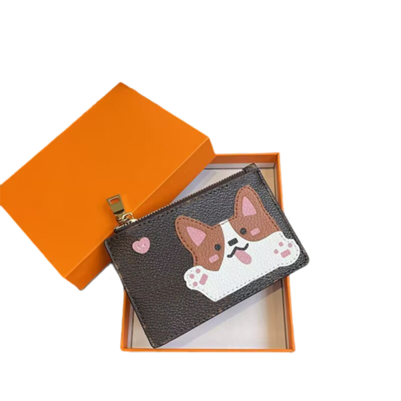 

2023 Designer Women's Card Holder & Coin Purse - Fashionable Cartoon Animal Print Wallet for Luxury Gift Giving & Everyday Use, Brown dog
