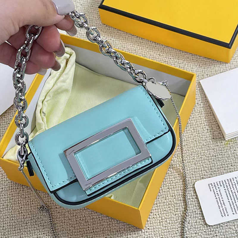 

Blue Mini Baguette Bag Crossbody Chain Bag Shoulder Clutch Bags Flap Purse Top Handle Tote Handbags Women Totes Bags Designer Luxury Evening Pouch Wide Strap Wallets, Mini blue 10*6*2.5cm