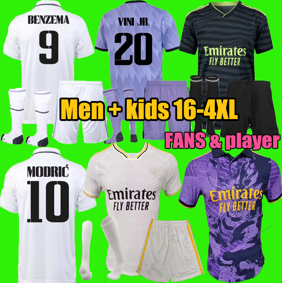

2022 BENZEMA Finals soccer jerseys 23 24 VINI JR CAMAVINGA TCHOUAMENI REAL MADRIDS VALVERDE HAZARD ASENSIO MODRIC football shirt men kit kids FANS PLAYER, White