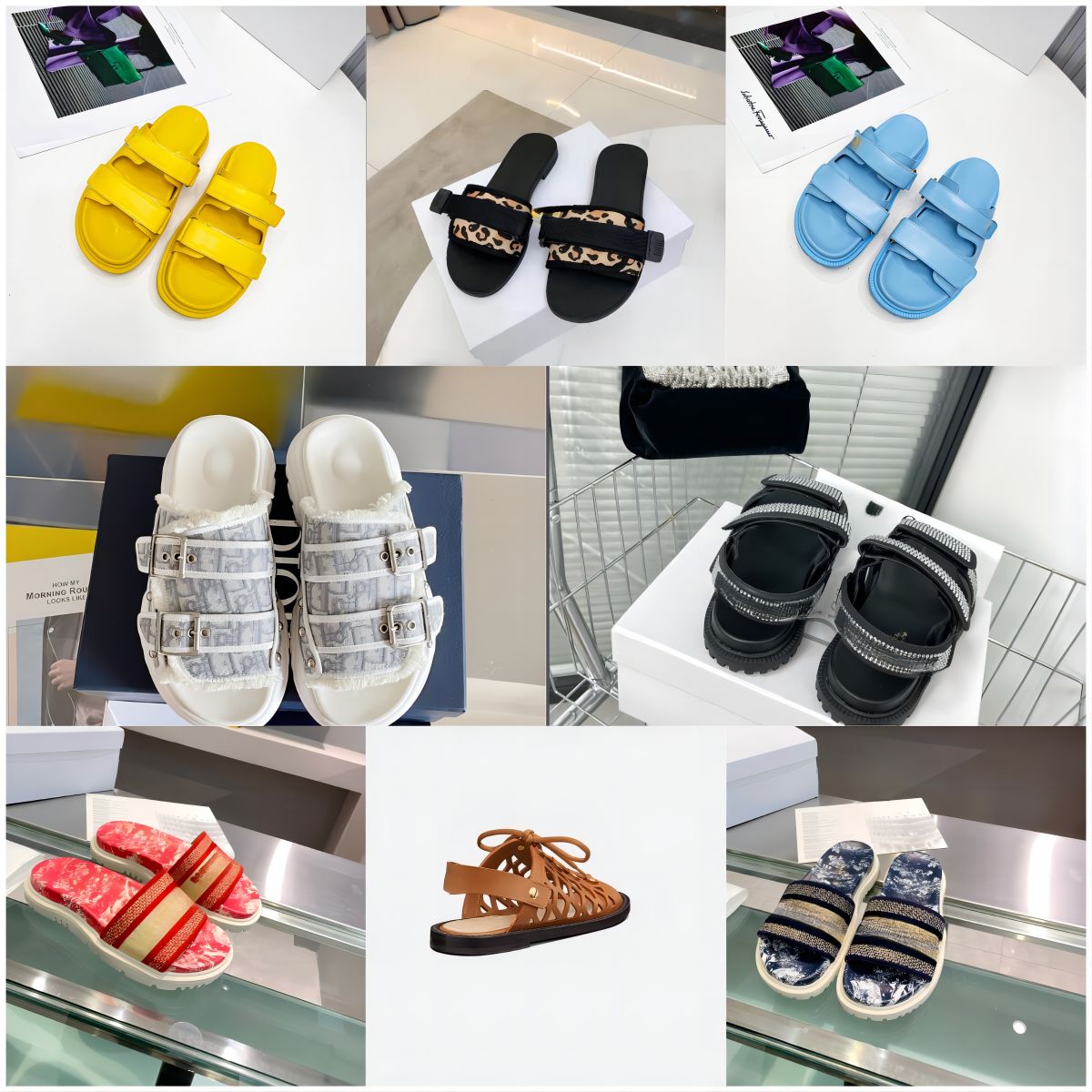 

Paris Luxury Designer Women Slippers Summer Letter Embroidery Fashion New Non-Slip Flat Sandal Open Toes Flat Ladies Outdoor Beach Sandals Slide Petites Fleurs TORY, Di-5