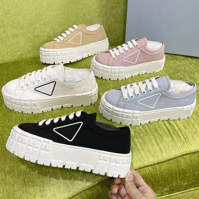 

Free shipping Designer Sneakers Gabardine Nylon Casual Shoes Brand Wheel Trainers Luxury Canvas Sneaker Fashion Platform Solid Heighten Shoe With Box, Customize