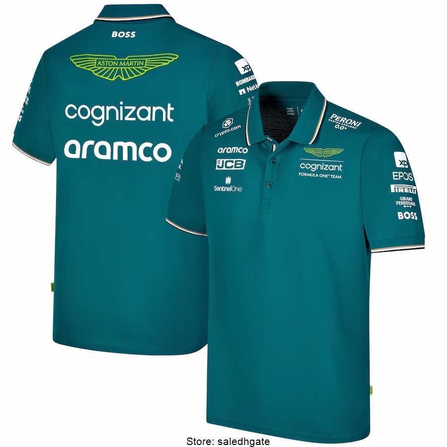 

Aston Martin Aramco Cognizant F1 2023 Official Team Polo Summer men's casual quick-drying short sleeve, Beige