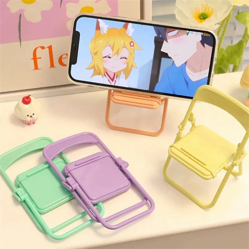 

Cute Color Foldable Mobile Phone Stand Desk Holder Universal Lazy Bracket Adjustable Chair Phone Holder, Green