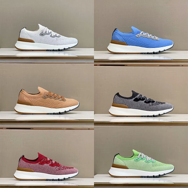 

Designer Men Casual Shoes Printing Walk Mens Trainers Flat Sneaker Knitted Sports Shoe Brunello Cucinelli Sneakers, Colour 7