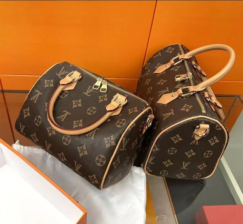 

2023 Louise Brand free shippings Women Bags Leather Handbags Oxidize Speedy Shoulder 30cm Crossbody Handbag Purse With Shoulders Strap vuitton Dust Bag, Brown plaid