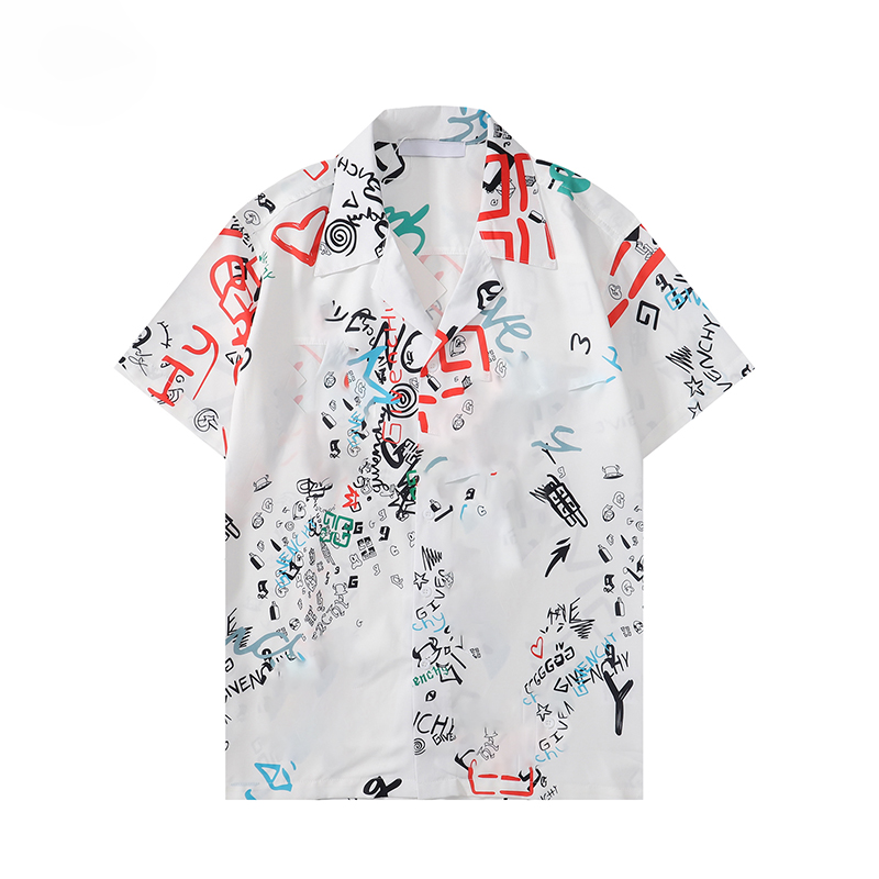 

Designer's top casual cotton breathable shirt casual fashion men's printed polo spring and autumn new fashion trendQ155, White