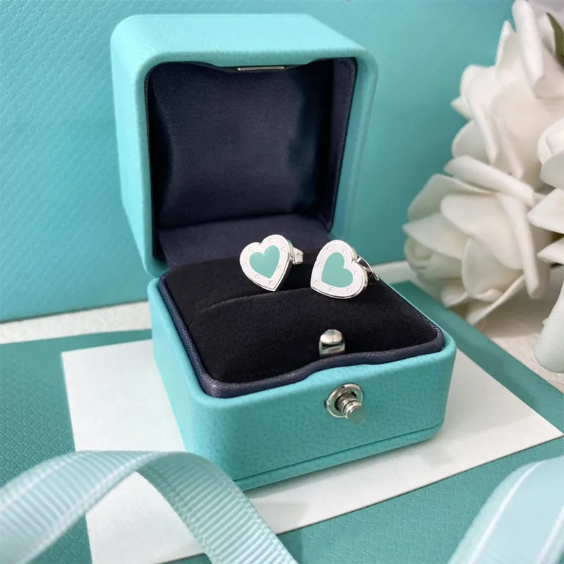 

Korean Mini Simple Sweet Heart Stud Earrings Luxury Brand Classic Light Blue Stainless Steel Silver Earring Ear Rings Jewelry