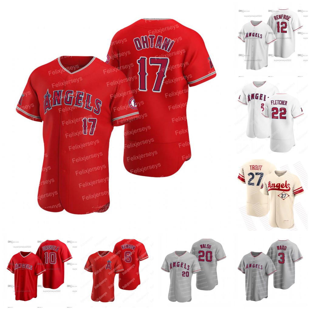 

LA 17 Shohei Ohtani Jersey Angel Mike Trout Gio Urshela Anthony Rendon Hunter Renfroe Taylor Ward Brett Phillips Jared Walsh David Fletcher Andrew Velazquez, Black