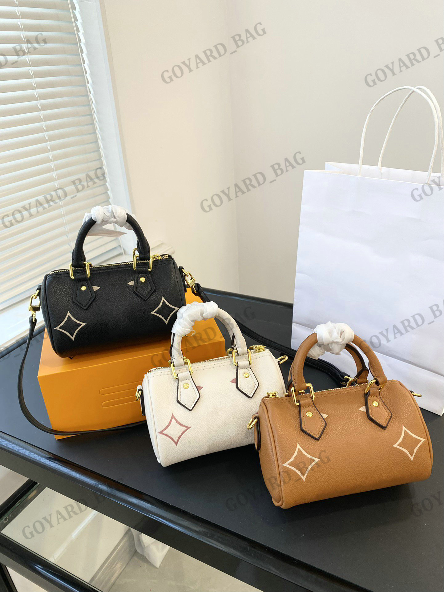 

x YK Nano SPEEDY 20 Leather Clutch Mini Bags Crossbody Purse Luxury Brand Ladies Pillow Banquet Bag M46411 Gift Bag for Woman, Red