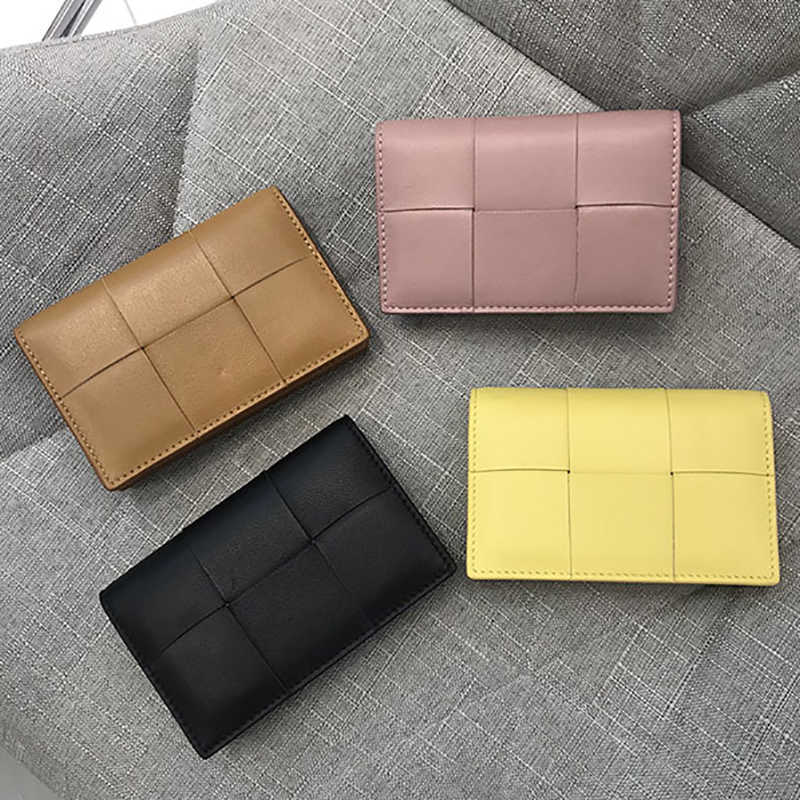 

Wallets Leather Card Bag Woven Style BankCard Holder Multiple Card Slots Card Bag Women's Big Grid Handwoven 2022 New FashionL230303, Nude