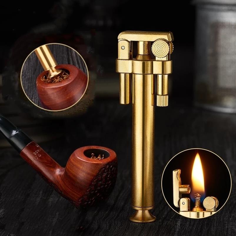 

New ROWENTA Detachable Tobacco Pipe Flint Lighter Permanent Cotton Core Pure Copper Windproof Kerosene Gasoline Grinding Wheel Bra219J