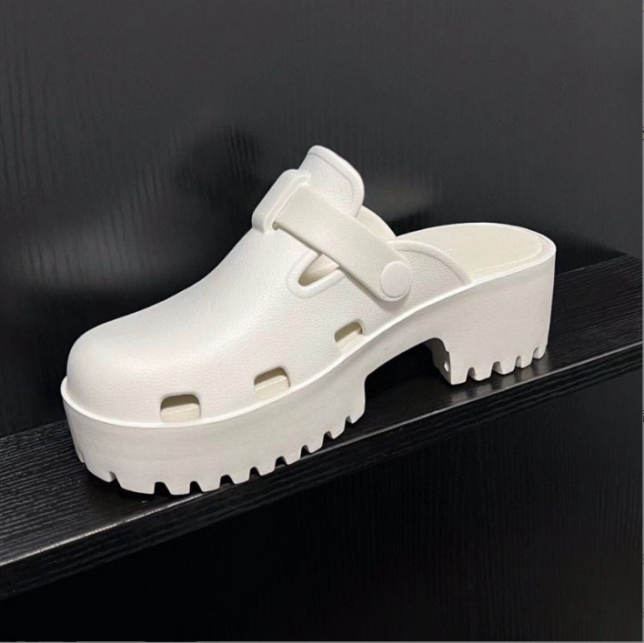 

Designer Women slip-on Sandal women Hollow platform sandals designer slippers Jelly colors High Heel Summer Rubber lug sole mules 35-41, White