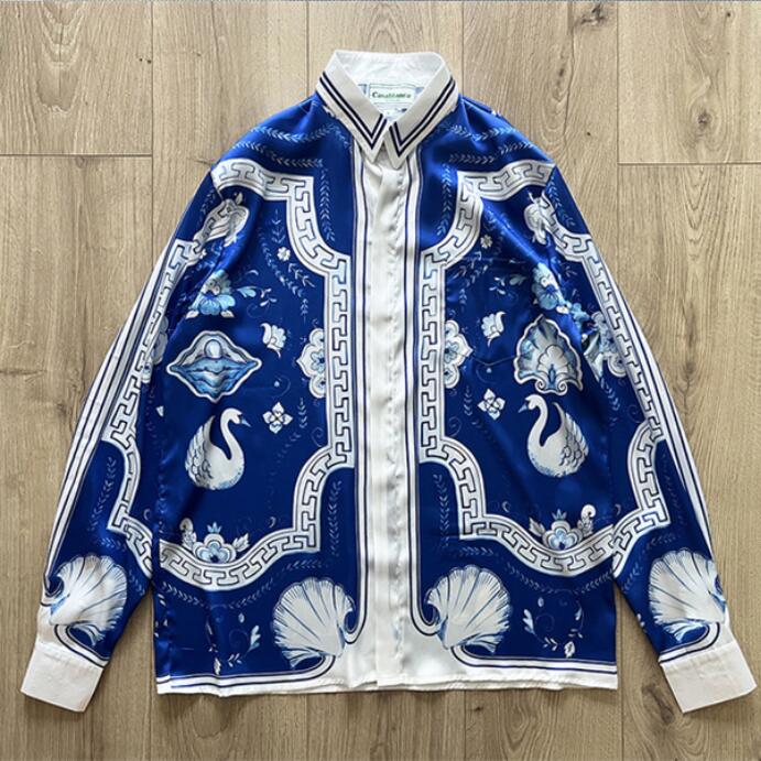 

2023ss Shirt Men Women 1 Quality Blue Long Sleeve Printing Hawaii Beach Shirts