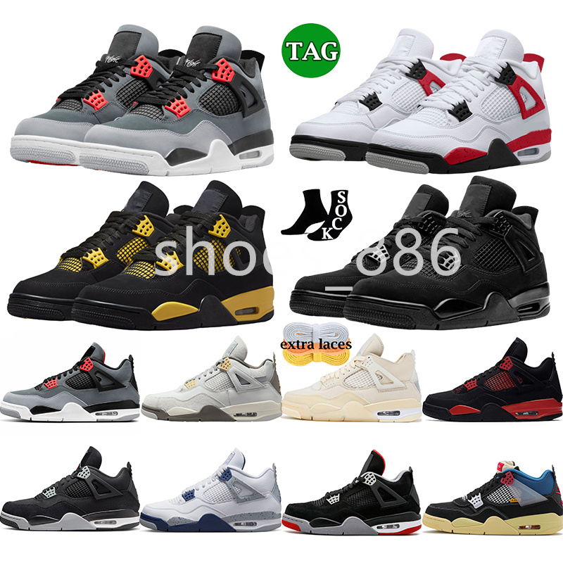 

Women Men Basketball Shoes Jumpman 4 4S Sneaker Military Black Cat Fire Red Thunder Sail White Oreo Pure Money Dark Mocha University Bred 2023, Hot punch 36-47