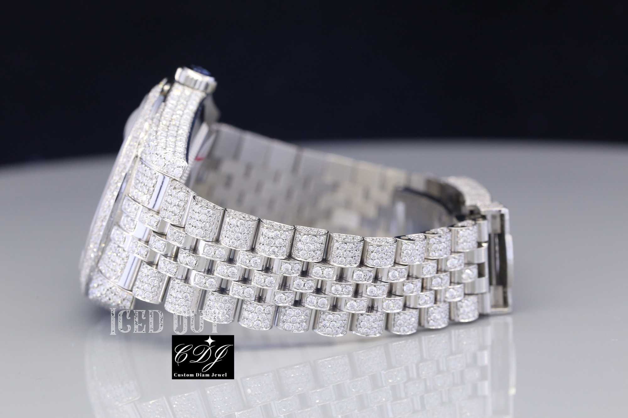 

2023J82O Luxury Iced Out Moissanite Diamond Men's Watch Stainls Steel Quartz Watch Hip Hop Watch For Men WomenWPES