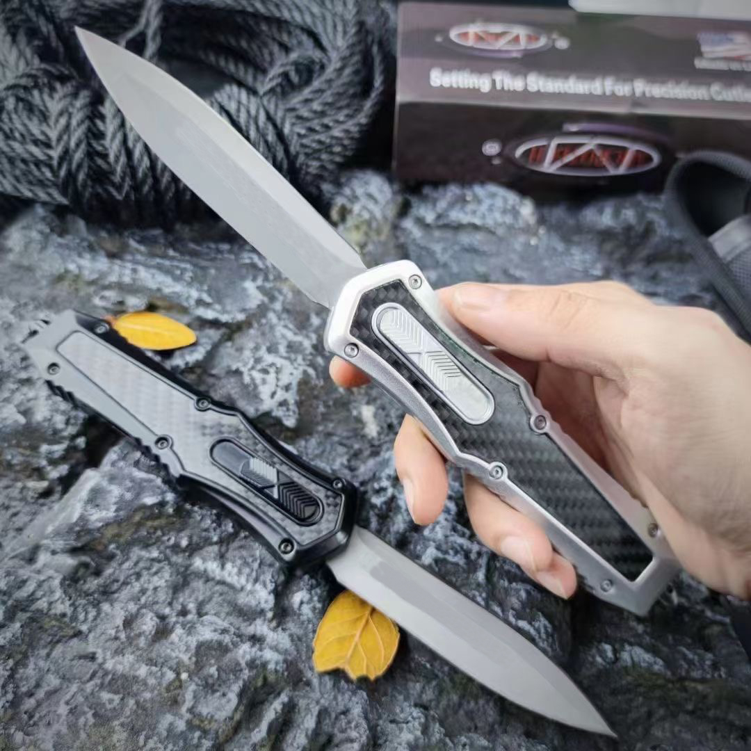 

Newest Micro OTF Automatic knife 440C Blade Zinc alloy inlaid carbon fiber handle camping outdoor tool EDC Pocket AUTO knives UT85 UT88