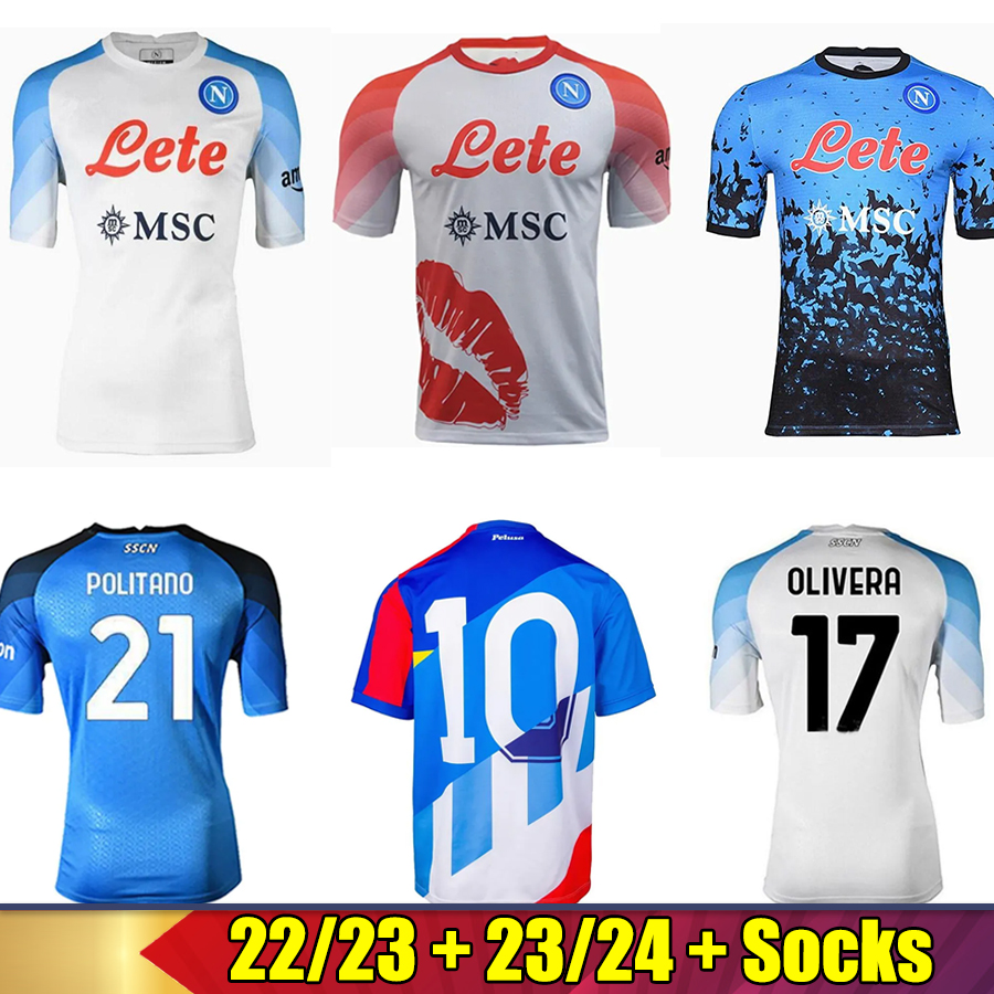 

22 23 MARADONA Napoli Soccer Jerseys Valentine Maradona anniversary Halloween LOZANO Maglietta da calciatore SSC Naples MAGLIA Football shirts top thai quality, 08