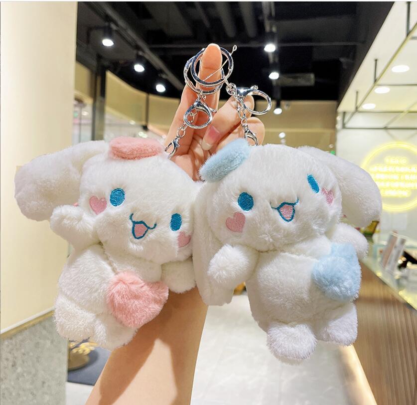 

INS Cute Love Heart Cinnamoroll Plush Keychain Jewelry Schoolbag Backpack Ornament Hanger Kids Toy Gifts, Mix /tell me choice