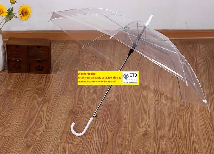 

50PCS Fedex DHL Transparent Umbrellas Clear PVC Umbrellas Long Handle Umbrella Rainproof 6 Colors, Choose your colors
