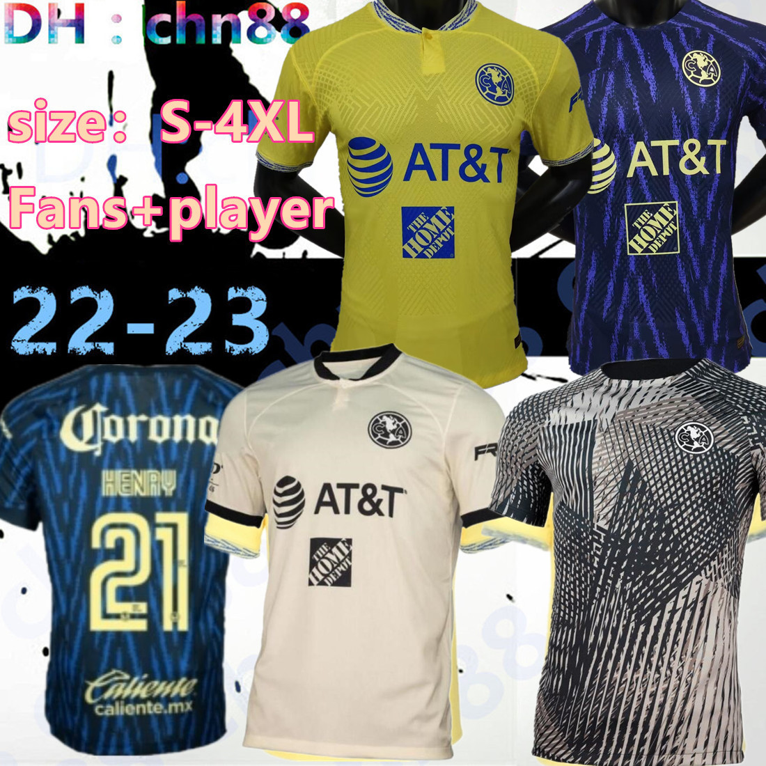 

Fans player Liga MX Club America 2022 2023 Soccer Jerseys R.MARTiNEZ GIOVANI F.VINAS home away 3rd training 22 23 football men and women shirt S-4XL, 22-23 home fans