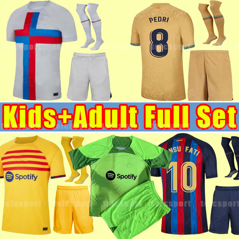 

2022 ANSU FATI PEDRI soccer jerseys 22 23 LEWANDOWSKI MEMPHIS GAVI ADAMA FERRAN RAPHINHA F. DE JONG DEST shirt men bARCELONA Men Kids full set socks goalkeeper fouth, Third