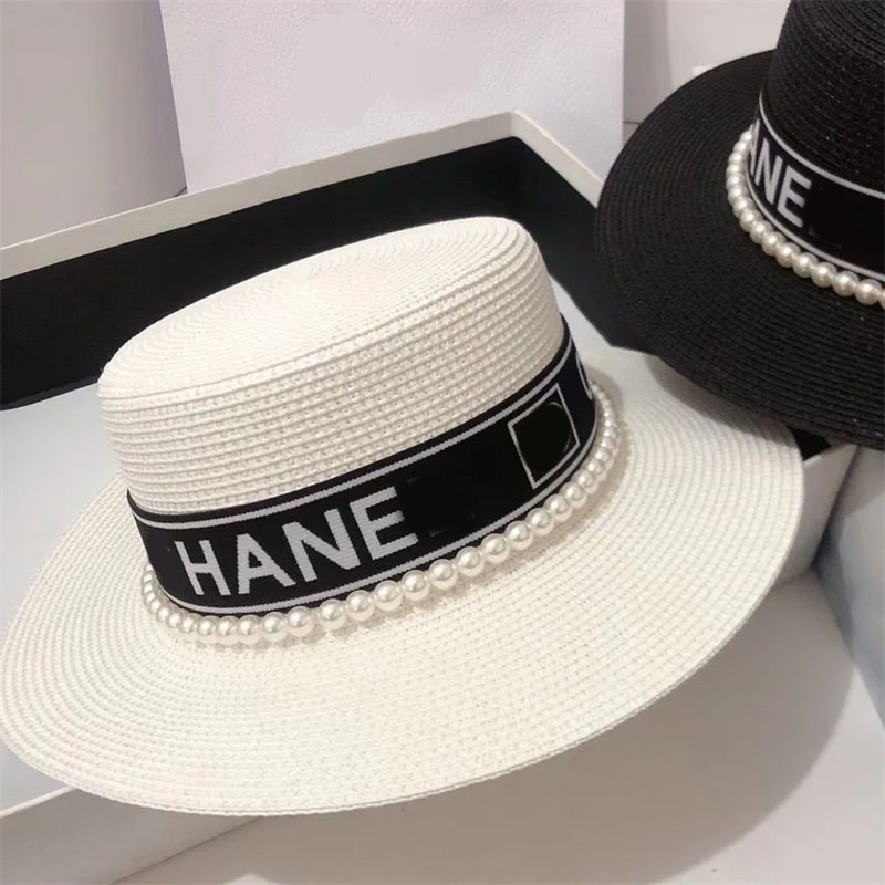 

Wide Brim Hats & Bucket designer Designer straw hat 2023 hats female spring and summer versatile pearl letters flat Japanese large Sun Protection BeaHats shows, Pd-beige-1