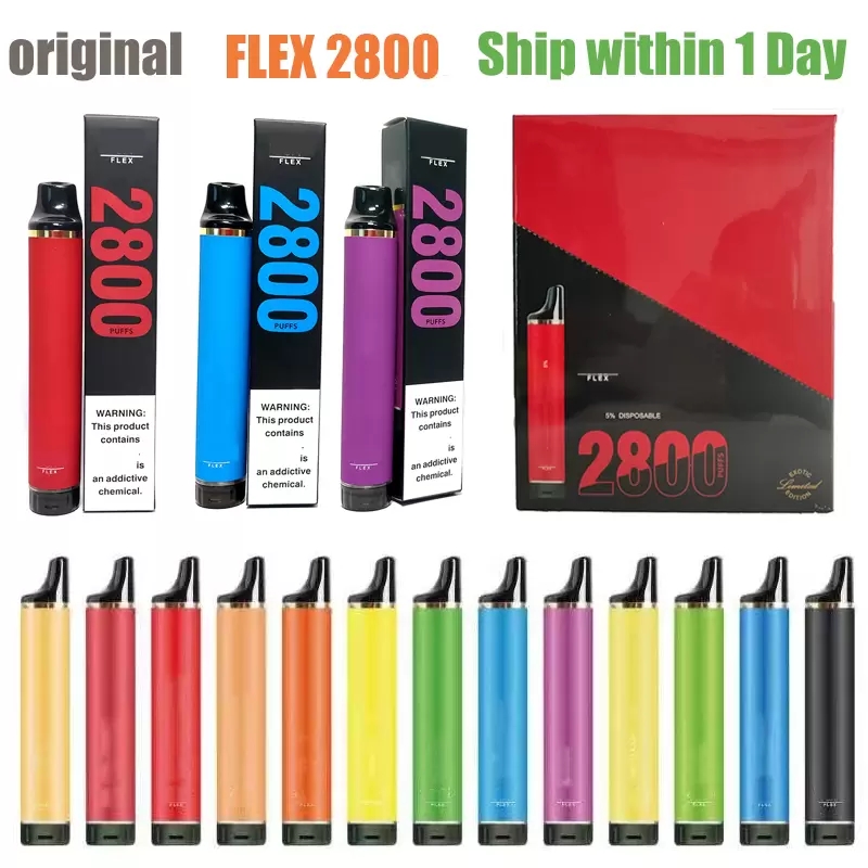 

Newest PUFF FLEX 2800 Puffs Disposable Bars Vape Pen 10ML Pods Cartridge Pre Filled e Cigs Vaporizers Portable Vapor Devcice, Mix types