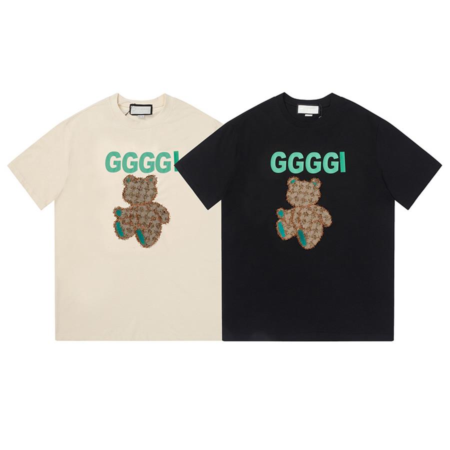 

2023 new fashion brand short-sleeved t-shirt summer couple casual versatile ins colorful t-shirt top, Ivory