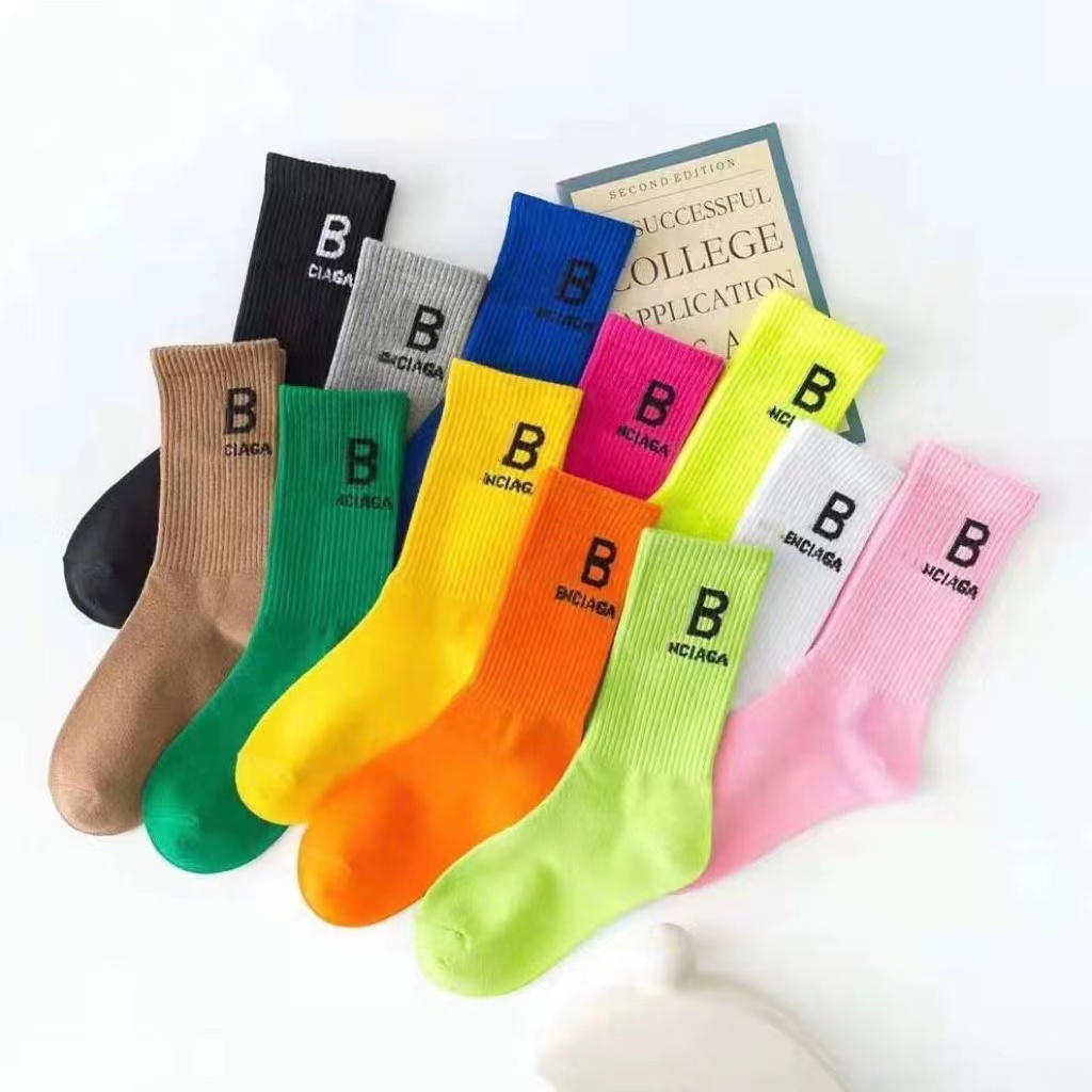 

Designer Mens Womens Socks 8 Colors BB Sports Four Seasons Letter Print brand Cotton Mens and Womens Mid Tube Socks, No.8