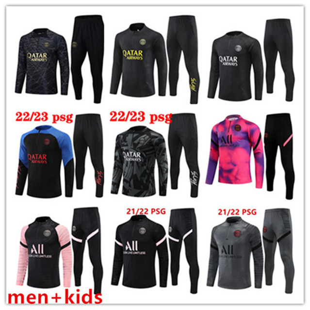 

2021 2022 PSGs football tracksuit 20/21/22 Classic style MBAPPE soccer jersey psgs Training Suit Half pull Long sleeve SERGIO RAMOS VERRATTI ICARDI adult kids, Player version 1