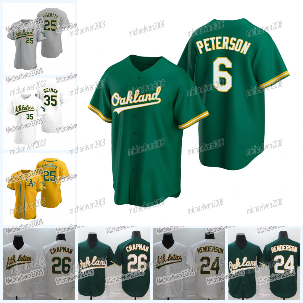 

6 Jace Peterson Athletics Jersey Shea Langeliers Brent Rooker Cristian Pache Aledmys Diaz Conner Capel Kevin Smith Ryan Noda Dermis Garcia Manny Pina Freddy Tarnok, Men cool base
