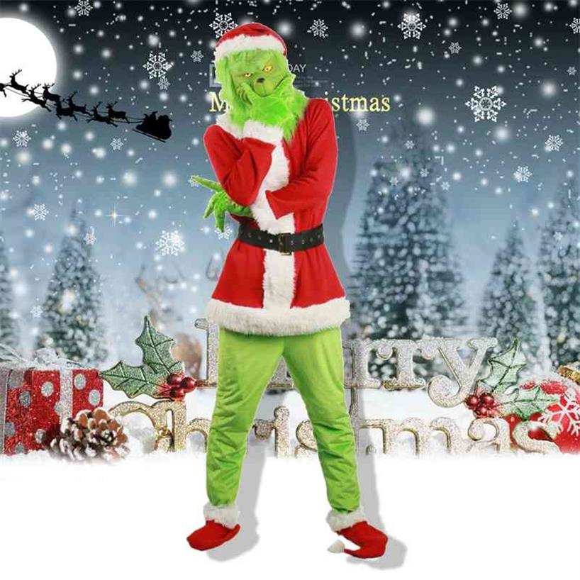 

Santa Claus Costume Suit Christmas costume Geek Thief Green Fur Monster Grinch Mask Headgear Party294o, Mask-one size
