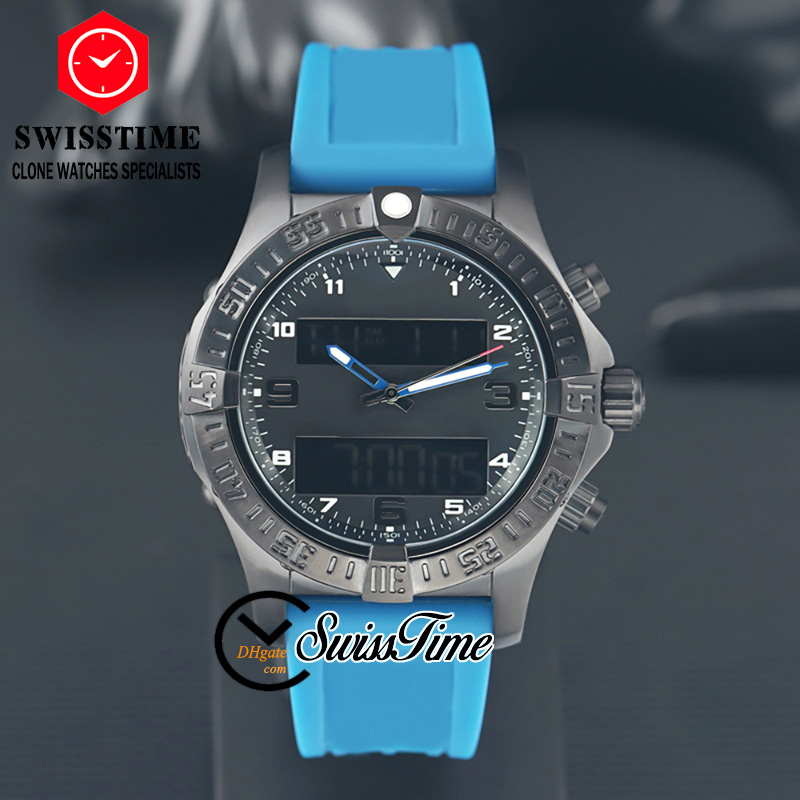 

Professional Aerospace Evo Swiss Quartz Chronograph Mens Watch Mariner Blue Dial GMT Second Time Zone Feature Alarm Countdown Timer Backlight Feature Rubber Strap