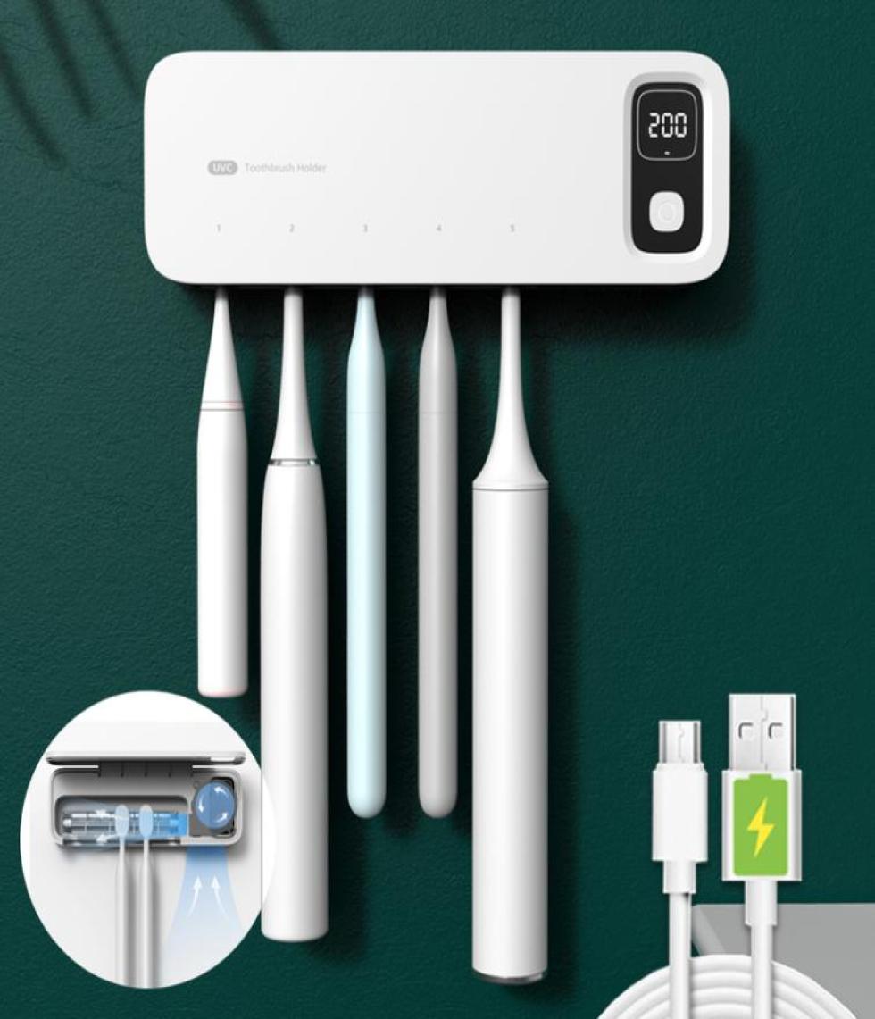 

Toothbrush Holder Rechargeable Fast Drying Wallmounted Tooth Brush Holder With LED Display For Bathroom 2206111367009