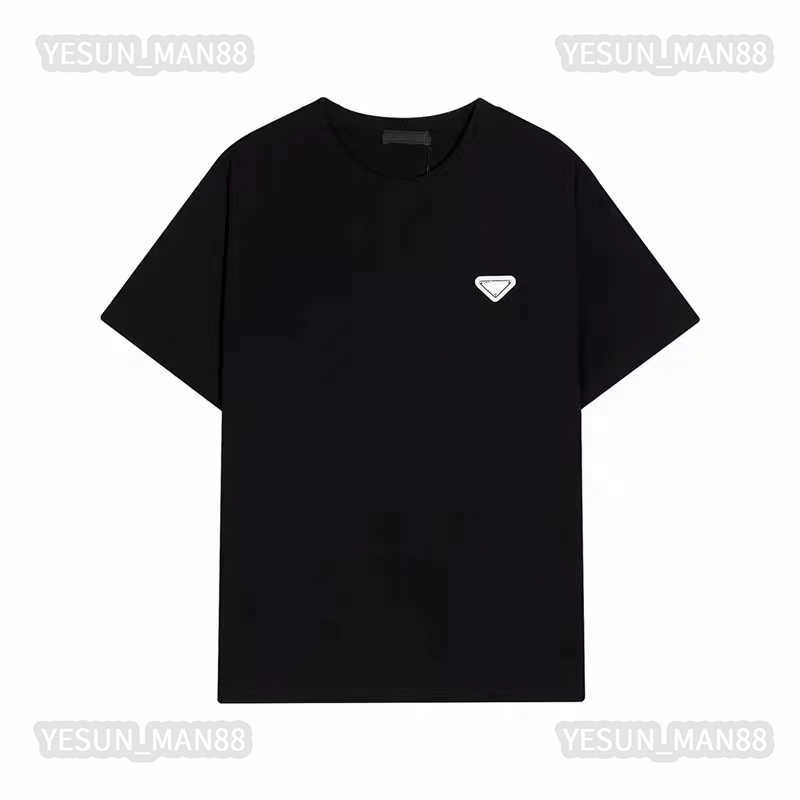 

Designer Luxury Summer prads T Shirt Classic Inverted Triangle Black Label Fashion Printing Mens And Womens Couple Short Sleeves Round Collar Tee, White (black label)