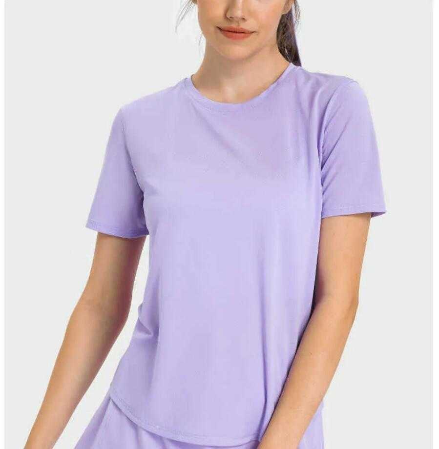 

LU-333 Yoga Sports T-shirt Gym Clothes Women's Shirt Quick-drying Breathable Running Fitness Sports Tennis Top, Black