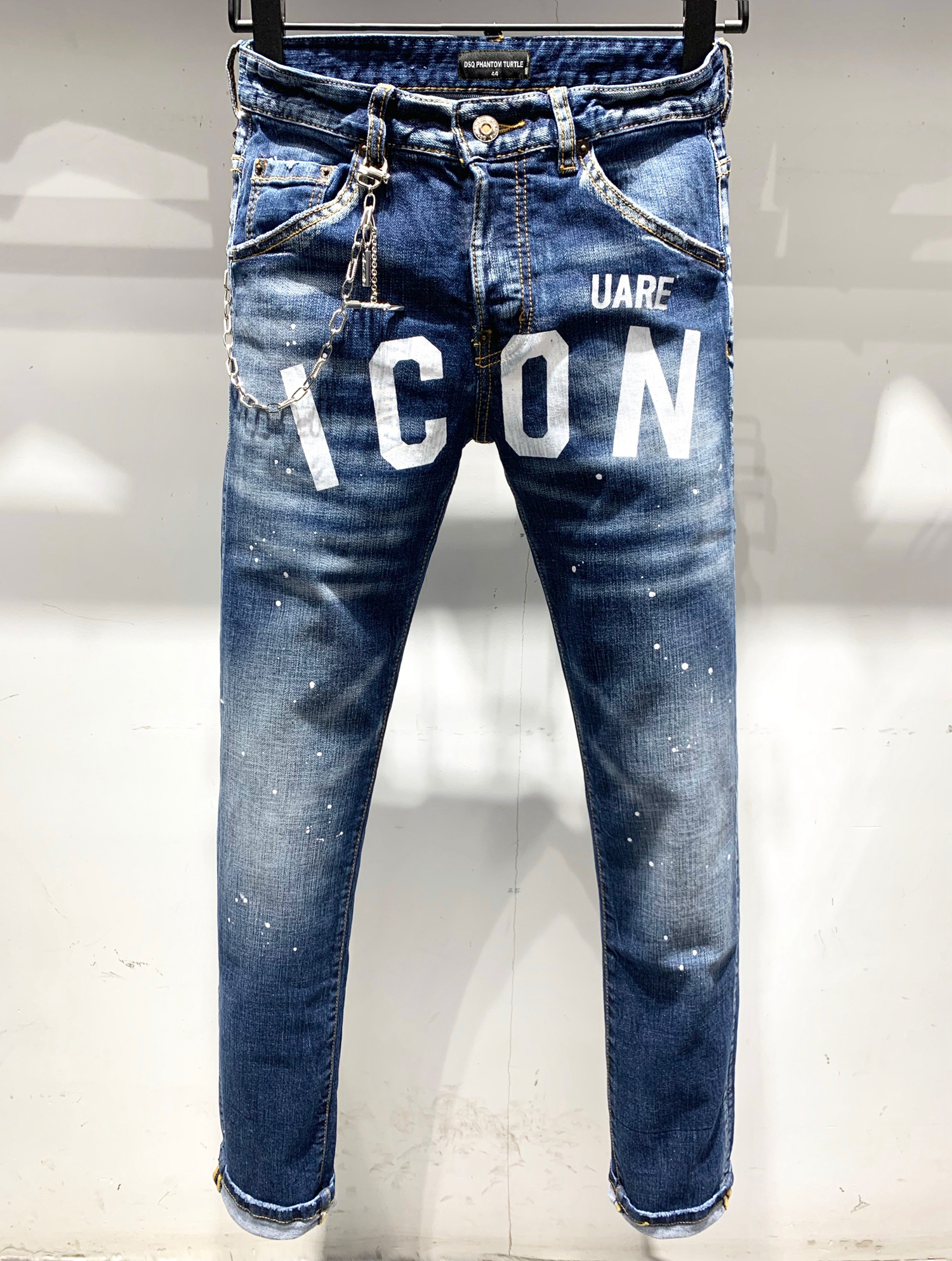 

DSQ PHANTOM TURTLE Men's Jeans Mens Luxury Designer Jeans Skinny Ripped Cool Guy Causal Hole Denim Fashion Brand Fit Jeans Men Washed Pants 6919, Blue