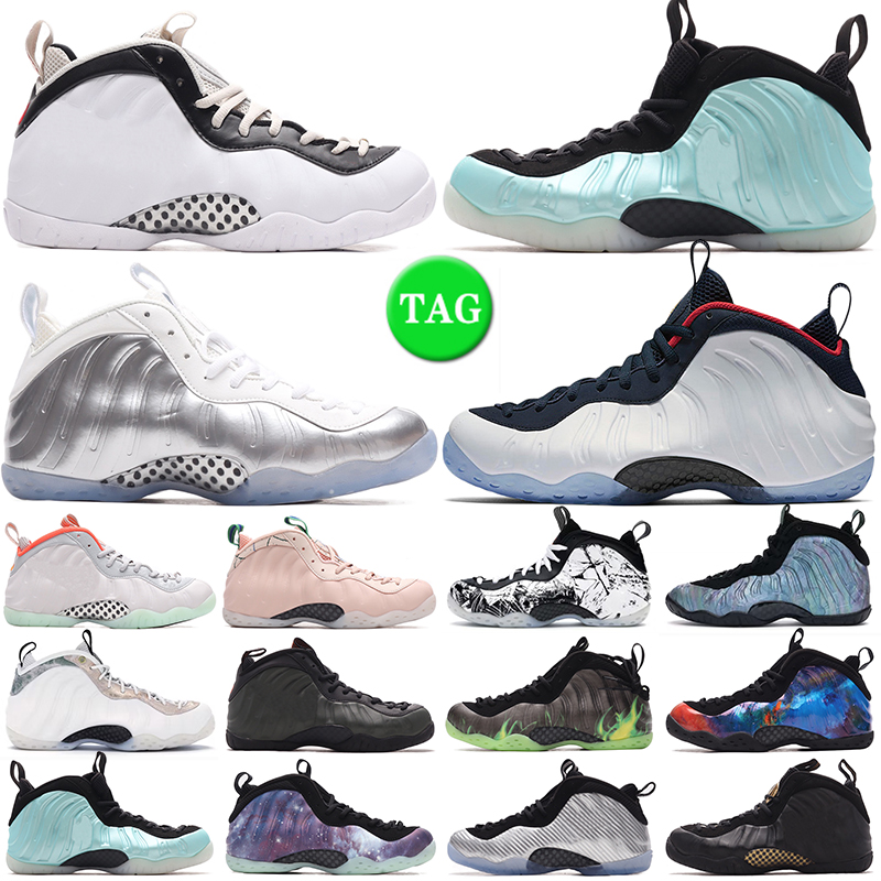 

foamposite one men basketball shoes penny hardaway Anthracite Chrome White Galaxy Island Green Pure Platinum Silver White mens trainers outdoor sneakers new, #3