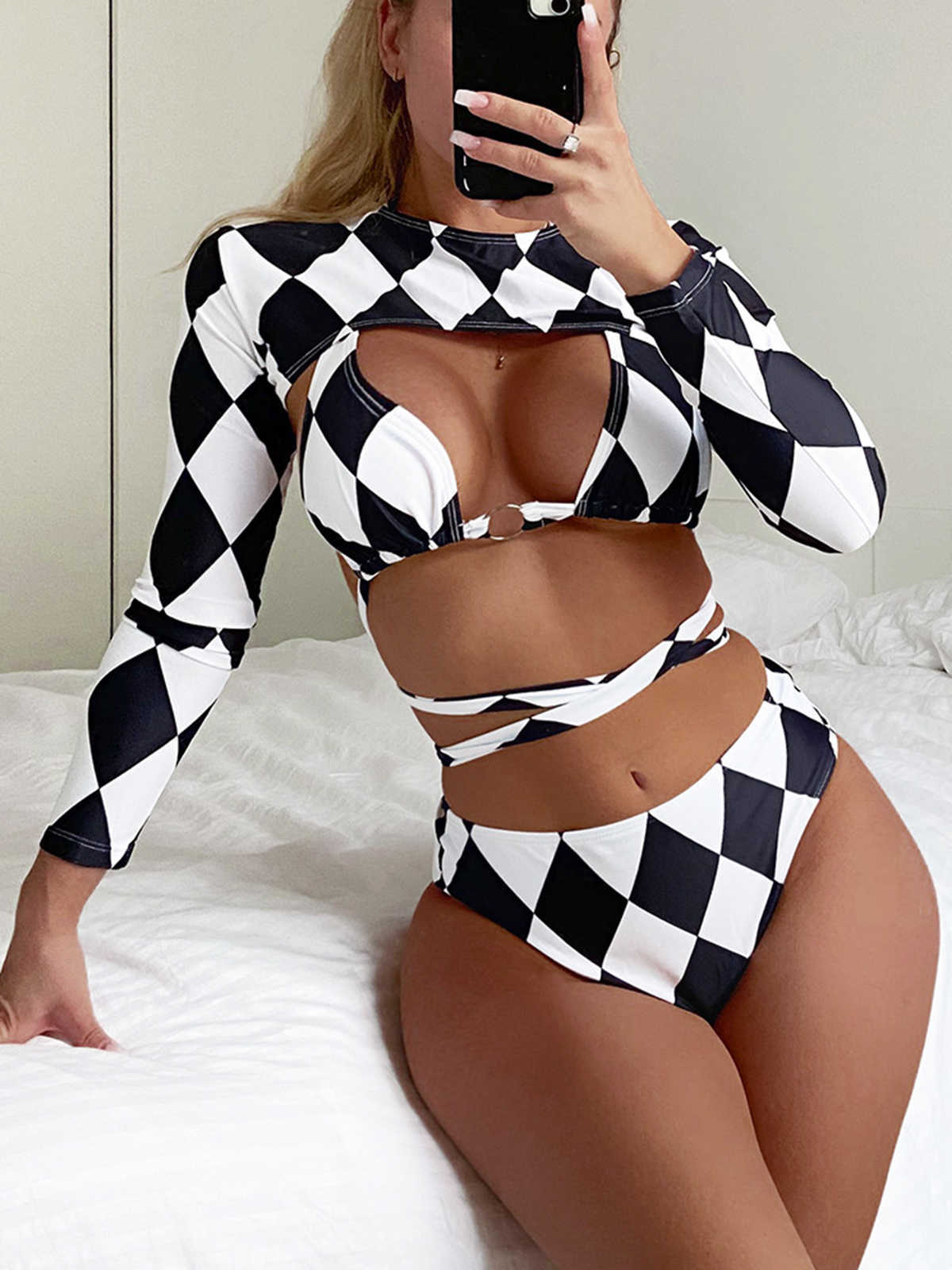 

Sexy Womens Swimwear 3 Pieces Bikinis Set Push Up Female Swimsuit High Waist Bikini Brazilian Biquini Swimming Suits Beachwear